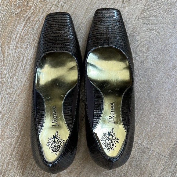 J.Renee Black Textured Heels with Square Toe 7.5 - Picture 4 of 6